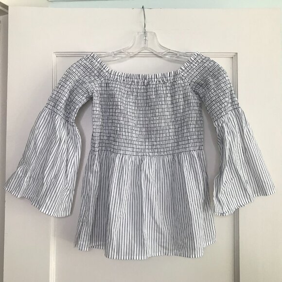 Loft | Striped Smocked Off-the-Shoulder Top - Picture 7 of 10
